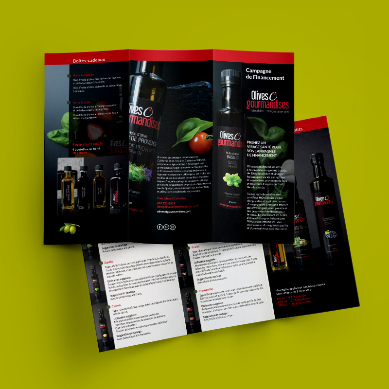 Brochure promotionnelle pour Olives & Gourmandises